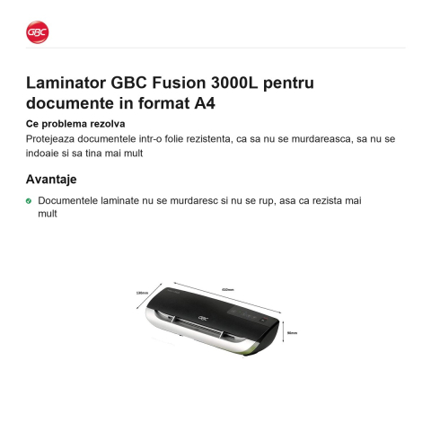 Laminator GBC Fusion 3000L pentru documente in format A4 [1]
