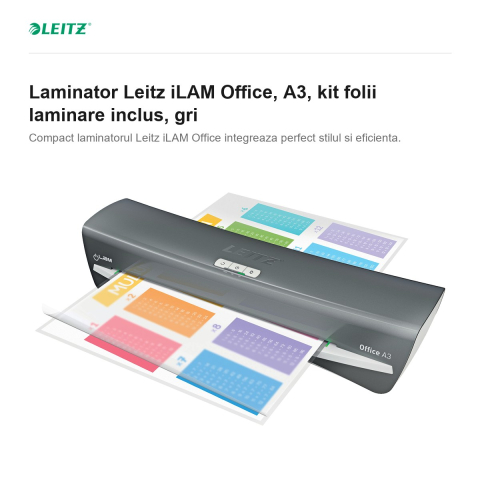 Laminator Leitz iLAM Office, A3, kit folii laminare inclus, gri [1]