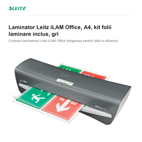 Laminator Leitz iLAM Office, A4, kit folii laminare inclus, gri [1]