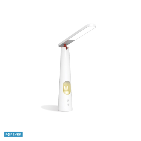 Lampa birou - Lampa de birou LED Forever Light Elena FLB-150, cu lumina veghe iepuras, 7.5 W, 1200 mAh, alb deschis, cablu USB-C 1.5m, 6000K, dimensiuni 328 x 70 x 350mm, cu dimmer