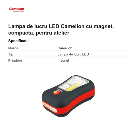 Lampa de lucru LED Camelion cu magnet, compacta, pentru atelier [2]