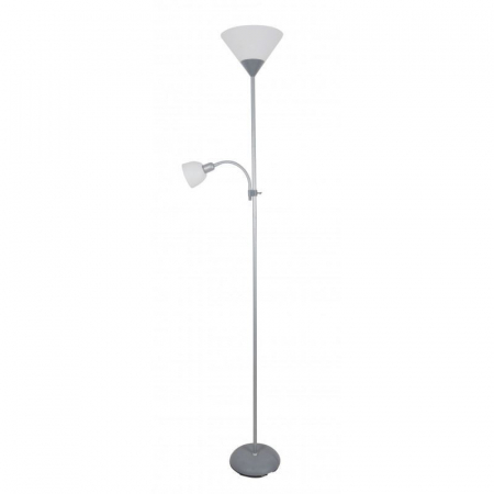 Lampadare si lampi - Lampa de podea Platinet PFLF066GR, E27 si E14,180cm, metal si plastic, gri cu alb