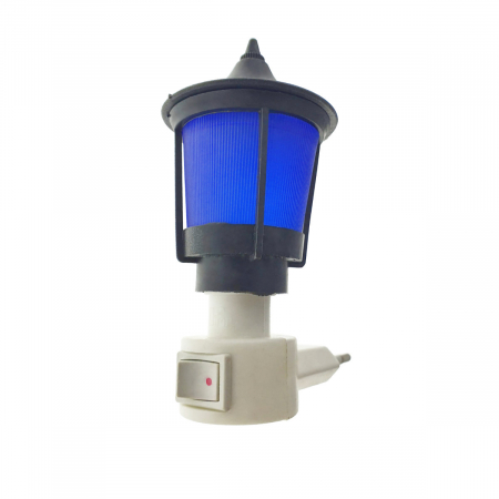Lampa veghe - Lampa de veghe cu buton intrerupator, design felinar cu abajur albastru