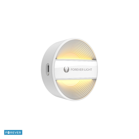 Lampa veghe - Lampa de veghe LED Forever Light Alma FLC-20, 1.2W, senzor de miscare, acumulator 500 mAh, cablu USB-C 1m, dimensiuni 80 x 80 x 37mm, 3000K, alba