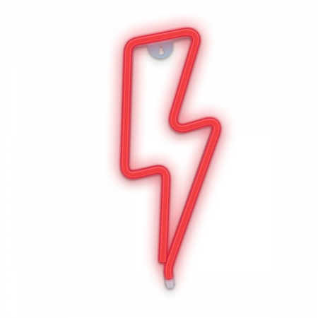 Decoratiuni luminoase - Lampa decorativa LED tip Neon, 34 x 14 cm, model Fulger, Forever Light Thunder 94939, iluminare decorativa, lumina calda, rosu