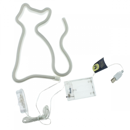 Lampa decorativa LED tip Neon, model Pisica, 24 x 17 cm, Forever Light Cat 94935, iluminare decorativa, lumina calda, galben [3]