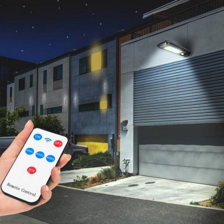 Lampa LED cu incarcare solara, LTC 76626, 30W COB 2000lm, acumulator 2400 mAh, cu senzori, telecomanda, neagra [6]