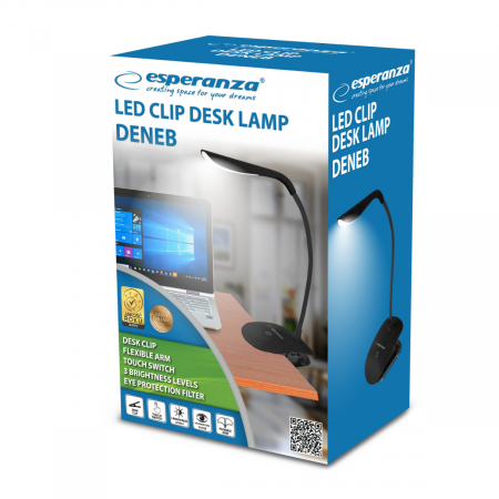 Lampa LED, Esperanza Acrux ELD103K, brat flexibil 21 cm, alimentare duala, cablu 110 cm, 4 x AAA, neagra [4]