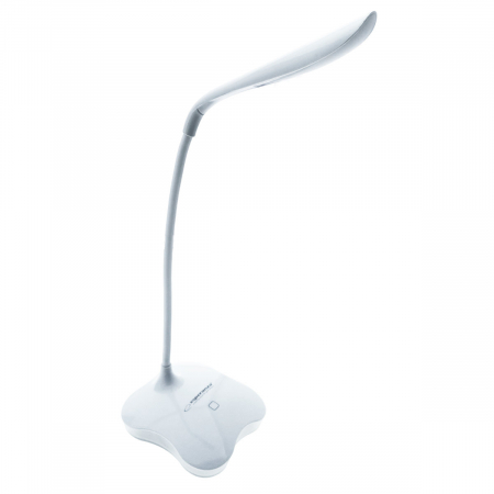 Lampa USB - Lampa LED, Esperanza Mimosa ELD105W, cu baza iluminata, brat flexibil 21 cm, alimentare duala, cablu 110 cm, 4 x AAA, alba