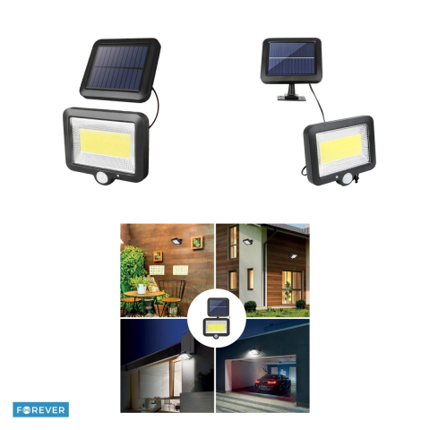Lampa solara LED COB Forever Light Sunari FLS-06, senzor de miscare, 8W, 600 lm, lumina rece 6000K, acumulator 1800 mAh, panou solar 5,5V, 300 mA, dimensiuni 130 x 115 x 18mm, IP65, ABS [3]