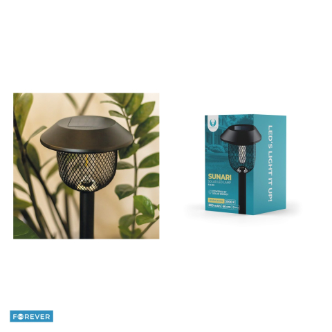 Lampa solara LED Filament, cu stalp de otel, Forever Light Sunari FLS-30, IP44, panou solar Monocristalin, baterie Ni-MH 1,2 V⎓ 800 mAh, 10 lm, dimensiuni 126x126x620mm, lumina alba calda, material AB [4]
