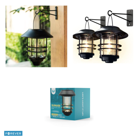 Lampa solara LED Filament, Forever Light Sunari FLS-40, 15 lm, IP44, baterie Li-Ion 3,7V⎓600mAh , dimensiuni 160x150x170mm, panou solar Monocristalin, lumina calda, material otel, ABS, sticla [3]