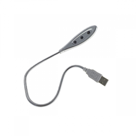 Lampa USB cu brat flexibil si 3 led-uri, lungime 410mm, argintie [2]