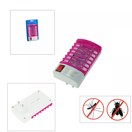 Lampa UV anti-insecte, pentru interior, cu alimentare la priza, DW-777, 110-220V, 50Hz, 1W, roz [2]