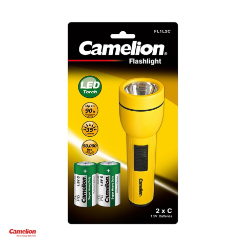 Lanterna Camelion FL1L2CB2R14P, LED 0,4 W, 35 lm, plastic, 2 baterii C (R14) incluse, diverse culori [3]