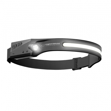 Iluminare si Electrice - Lanterna de cap cu banda LED COB 3W si reflector XPE 1W, senzor miscare, baterie Li-Ion 120 mAh si port USB-C, ES-96089, IPX2