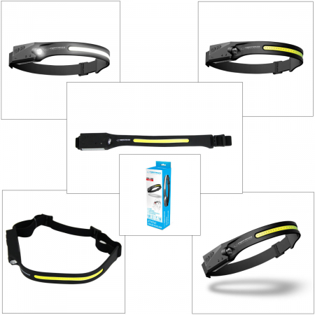 Lanterna de cap cu banda LED COB 3W si reflector XPE 1W, senzor miscare, baterie Li-Ion 120 mAh si port USB-C, ES-96089, IPX2 [4]