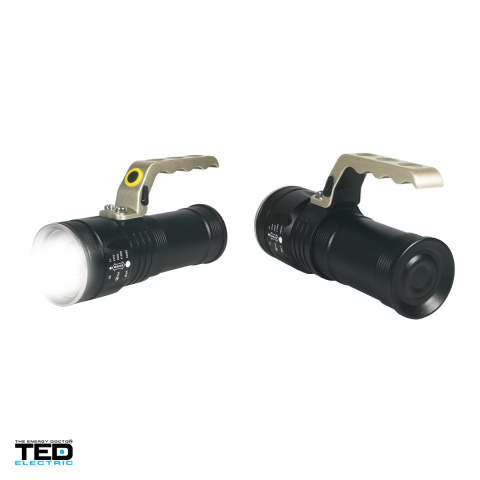 Lanterna de patrula TED Electric HL-L2-04 TED003744, LED 10 W, 500 lm, zoom, IP65, 3 acumulatori 18650 inclusi [3]