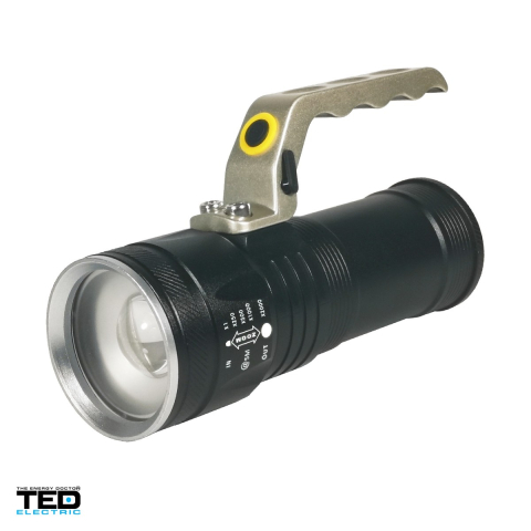 Lanterna de patrula TED Electric HL-L2-04 TED003744, LED 10 W, 500 lm, zoom, IP65, 3 acumulatori 18650 inclusi [0]
