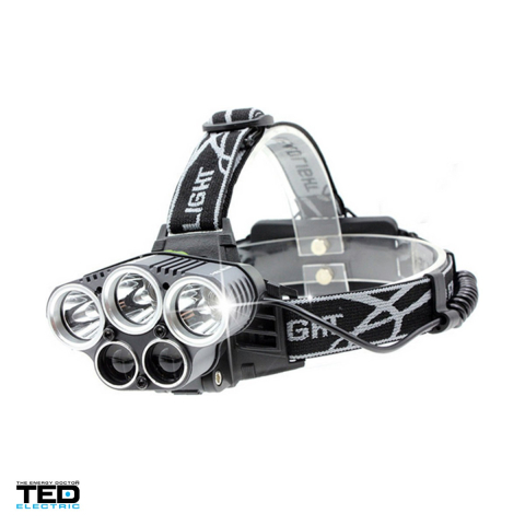 Lanterna frontala TED Electric TL-7028-7 TED002075, 5 LED-uri, 36 W, 1300 lm, 6 moduri, 2 acumulatori 18650 inclusi [0]