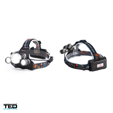 Lanterna frontala TED Electric TL-7054 TED002099, 3 LED-uri XM-L T6, 16 W, 590 lm, 2 acumulatori 18650 inclusi [3]