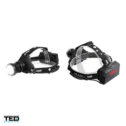 Lanterna frontala TED Electric TL-7172-1 TED002082, LED 12 W, 1000 lm, zoom, 3 acumulatori 18650 inclusi [3]