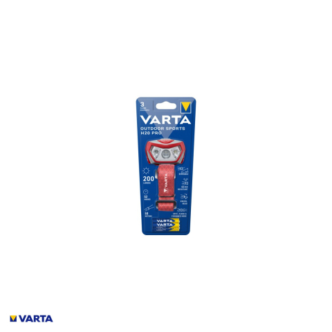 Lanterna frontala VARTA Outdoor Sports H20 Pro 17650, LED dimabil, 200 lm, raza 50 m, autonomie 52 h, IPX4, LED rosu, include 3 baterii AAA R3 [3]
