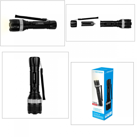 Lanterna LED 1W, 70 lumeni, lumina reglabila, 3 x AAA, 19.3 x 5 cm, rezistenta, ES-96107, neagra [3]