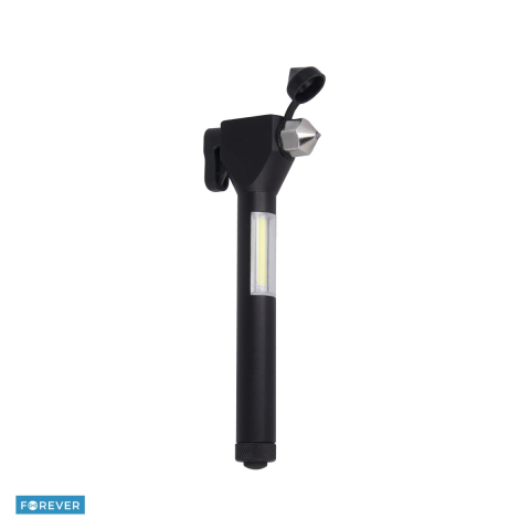 Lanterne - Lanterna LED COB 80 lm, de urgenta, Forever Light FLF-03, 3 x AAA, cu magnet, ciocan si dispozitiv de taiere a centurii, neagra