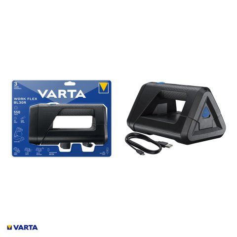 Lanterna reincarcabila VARTA Work Flex BL30R 18684, LED Cree, 550 lm, 3 moduri, IPX4, curea de purtare, cablu micro USB [3]