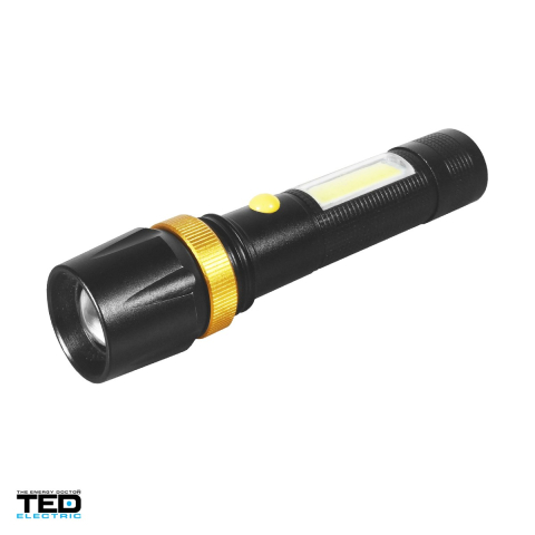 Lanterna TED Electric TL-8096 TED002037, LED T6 + COB, 5 W, 300 lm, zoom, magnet, IP65, 1 acumulator 18650 inclus [0]