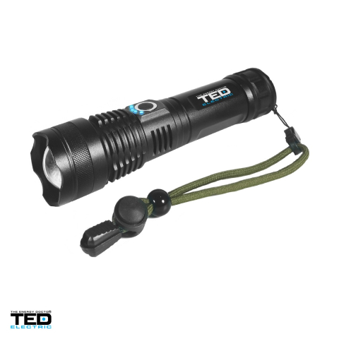 Lanterna TED Electric TL-9136 TED002112, LED XPH50, 10 W, 1600 lm, zoom, IP65, 1 acumulator 18650 inclus [0]