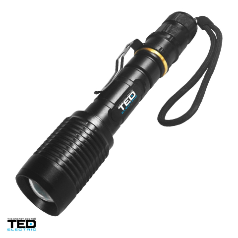 Lanterne - Lanterna TED Electric YM-326 TED002228, LED Cree T6, 10 W, 1000 lm, zoom, IP65, 2 acumulatori 18650 inclusi
