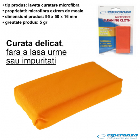 Laveta curatare moale, din microfibra, Esperanza ES109 76680, 95 x 50 x 16 mm, portocalie [5]