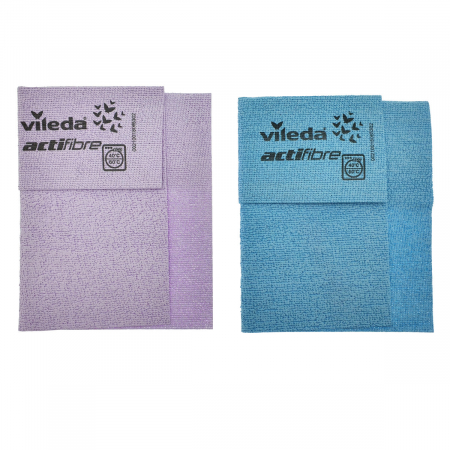 Lavete de curatare suprafete, Vileda Actifibre 2 Duopack, 29 x 29 cm, mov si albastru [3]