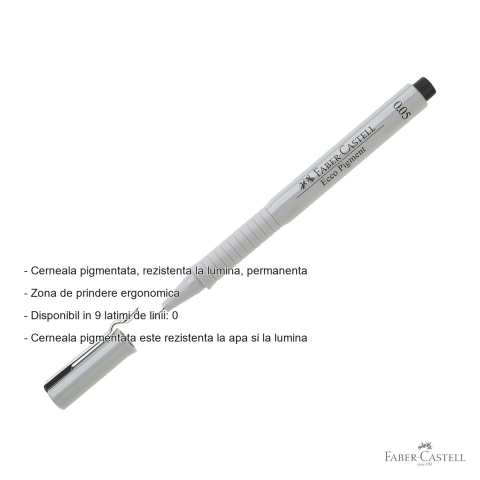 Liner 0.05mm Faber-Castell Ecco Pigment, cerneala pigmentata negra rezistenta la apa, pentru desen tehnic si schite [1]