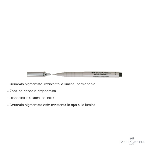 Liner 0.3mm Faber-Castell Ecco Pigment, cerneala pigmentata rezistenta la apa, pentru desen tehnic si schite [1]