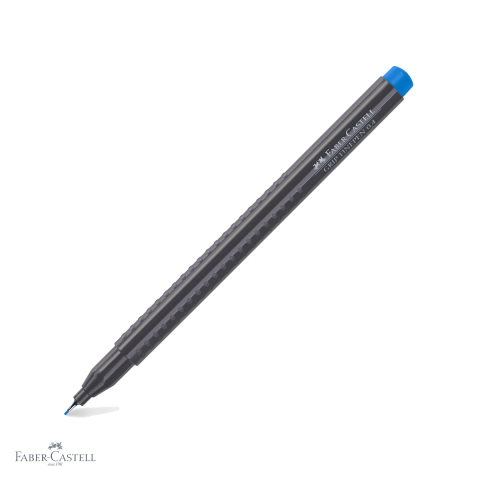 Linere - Liner 0.4 mm albastru Faber-Castell Grip, forma ergonomica triunghiulara, pentru desen tehnic si scriere de precizie