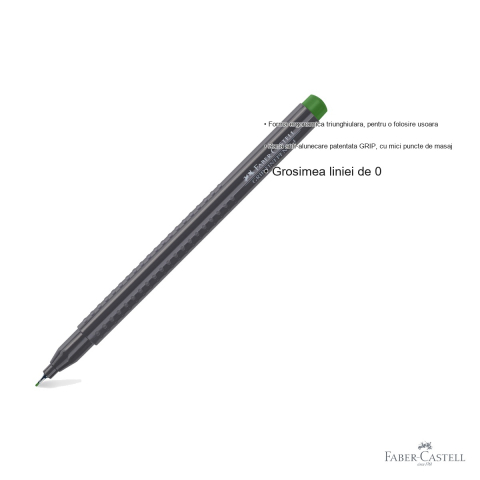 Liner 0.4 mm Faber-Castell Grip, cerneala pe baza de apa, forma ergonomica triunghiulara [2]