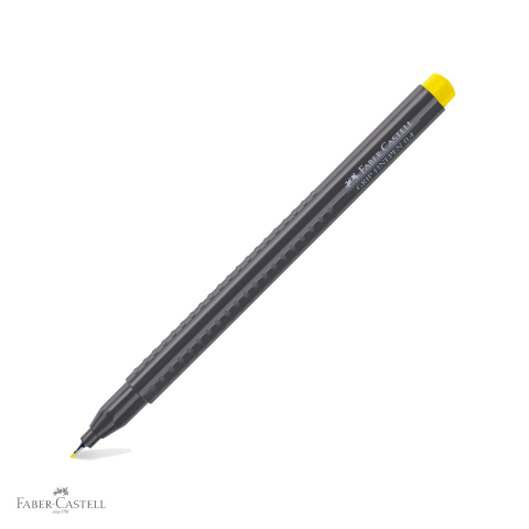 Linere - Liner 0.4 mm galben crom Faber-Castell Grip, cerneala lavabila, pentru desen tehnic si creatie