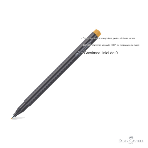 Liner 0.4 mm maro-ocru Faber-Castell Grip, forma ergonomica triunghiulara, pentru desen tehnic si ilustratie [2]