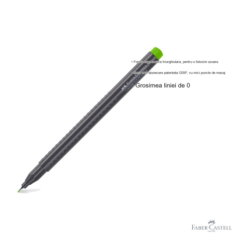 Liner 0.4 mm verde iarba Faber-Castell Grip, forma ergonomica triunghiulara, pentru desen tehnic si scris [2]