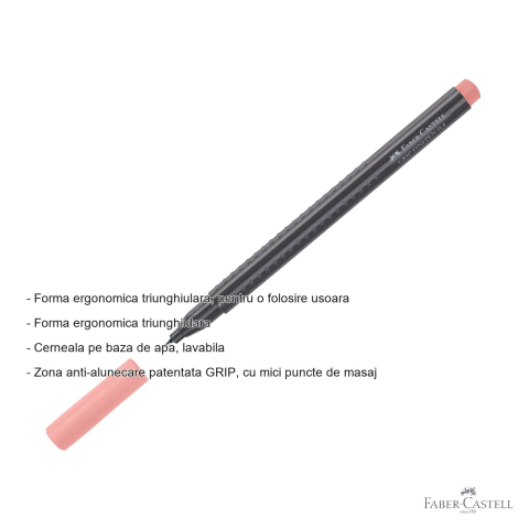 Liner 0.4 mm visiniu Faber-Castell Grip, forma ergonomica triunghiulara, pentru desen tehnic si scriere [1]