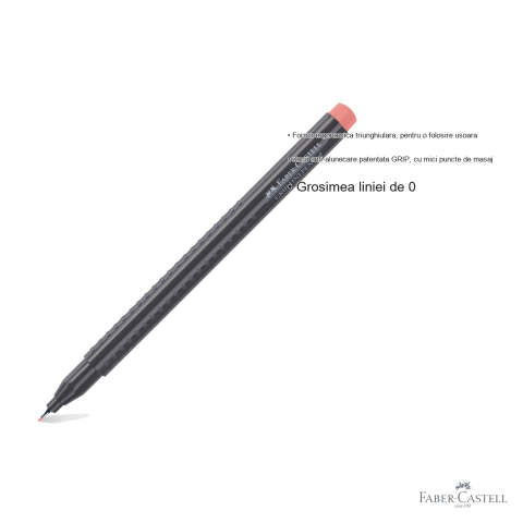 Liner 0.4 mm visiniu Faber-Castell Grip, forma ergonomica triunghiulara, pentru desen tehnic si scriere [2]