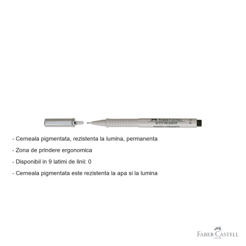 Liner 0.4mm Faber-Castell Ecco Pigment, cerneala pigmentata rezistenta la apa, pentru desen tehnic si schite [1]
