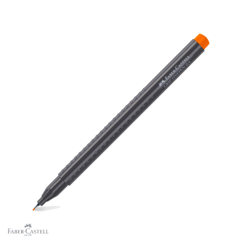 Linere - Liner 0.4mm Faber-Castell Grip portocaliu, cerneala lavabila pe baza de apa, pentru desen tehnic si scriere precisa