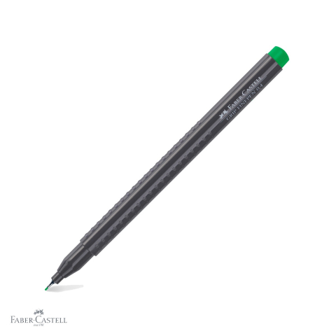 Linere - Liner 0.4mm verde Faber-Castell Grip, forma ergonomica triunghiulara, cerneala lavabila