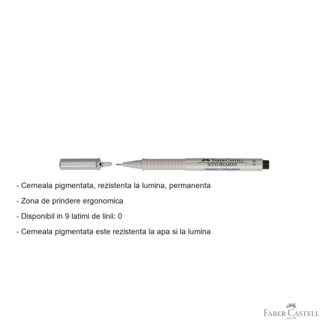 Liner 0.5 mm Faber-Castell Ecco Pigment, cerneala pigmentata rezistenta la apa, pentru desen tehnic si schite [1]