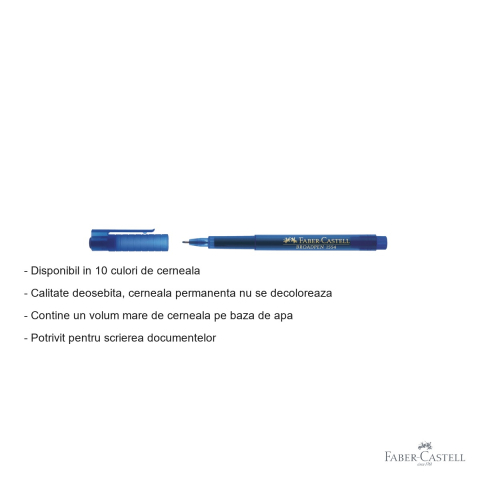 Liner 0.8 mm albastru Faber-Castell Broadpen 1554, varf metalic, cerneala permanenta pentru documente [1]