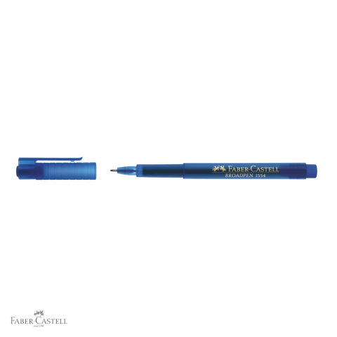 Liner 0.8 mm albastru Faber-Castell Broadpen 1554, varf metalic, cerneala permanenta pentru documente [3]